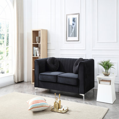 Chic Black Sloped Arm Loveseat For Two