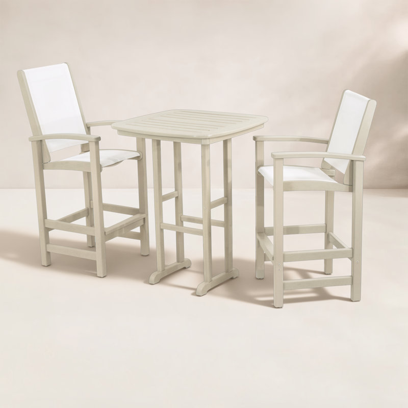 POLYWOOD Coastal 3-Piece Bar Set, Sand