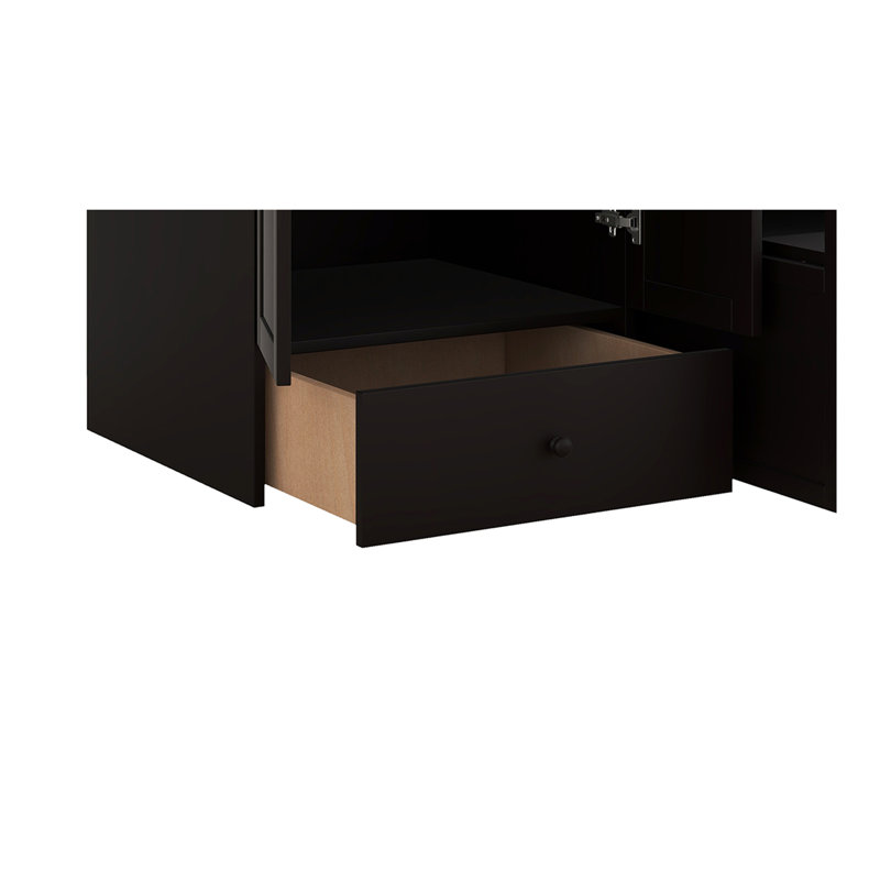 Gunjan Loft Bed with Bookshelf,Drawers,Desk,and Wardrobe, Espresso, Full