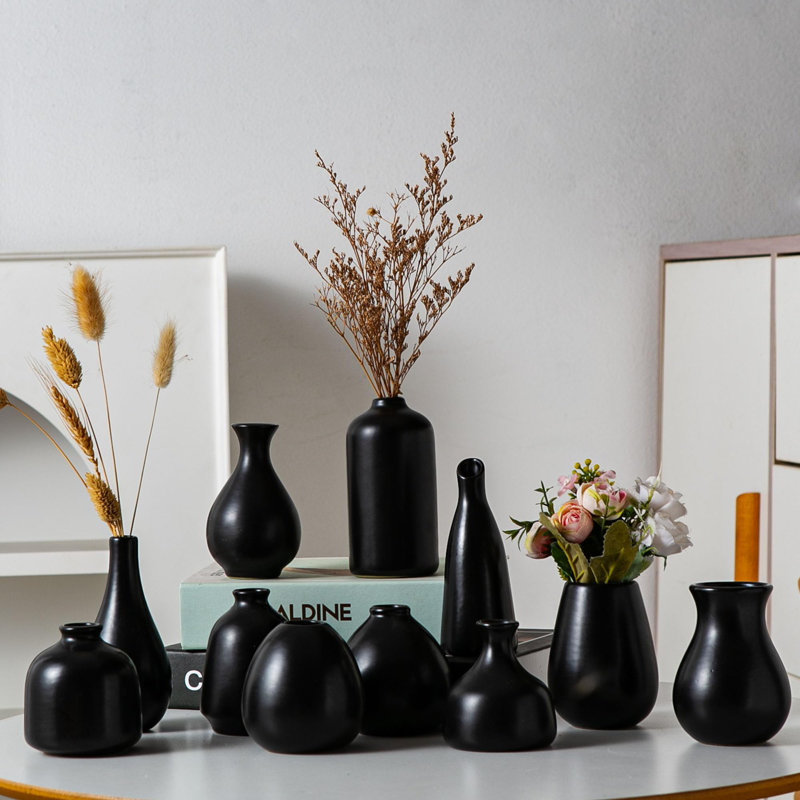 Ensemble de 11 vases en céramique Bud, Noir