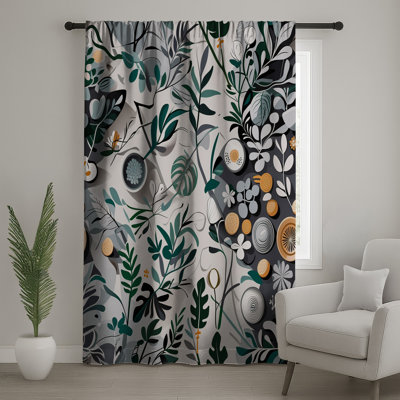 Rideaux botaniques, voilages et voilages à motif floral - 1 panneau