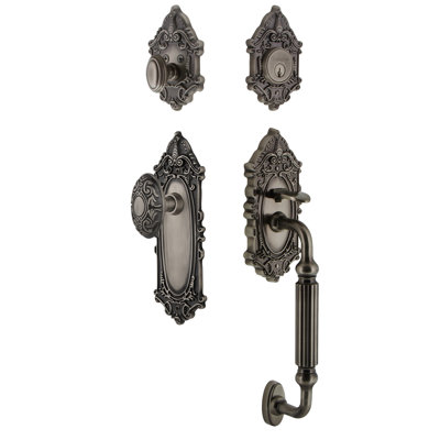 Grande Victorian Handleset with Single Cylinder Deadbolt and Door Knob and Rosette