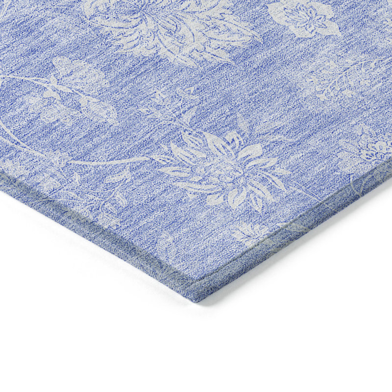 Tapis lavable intérieur / extérieur floral ivoire 10 pi x 14 pi
