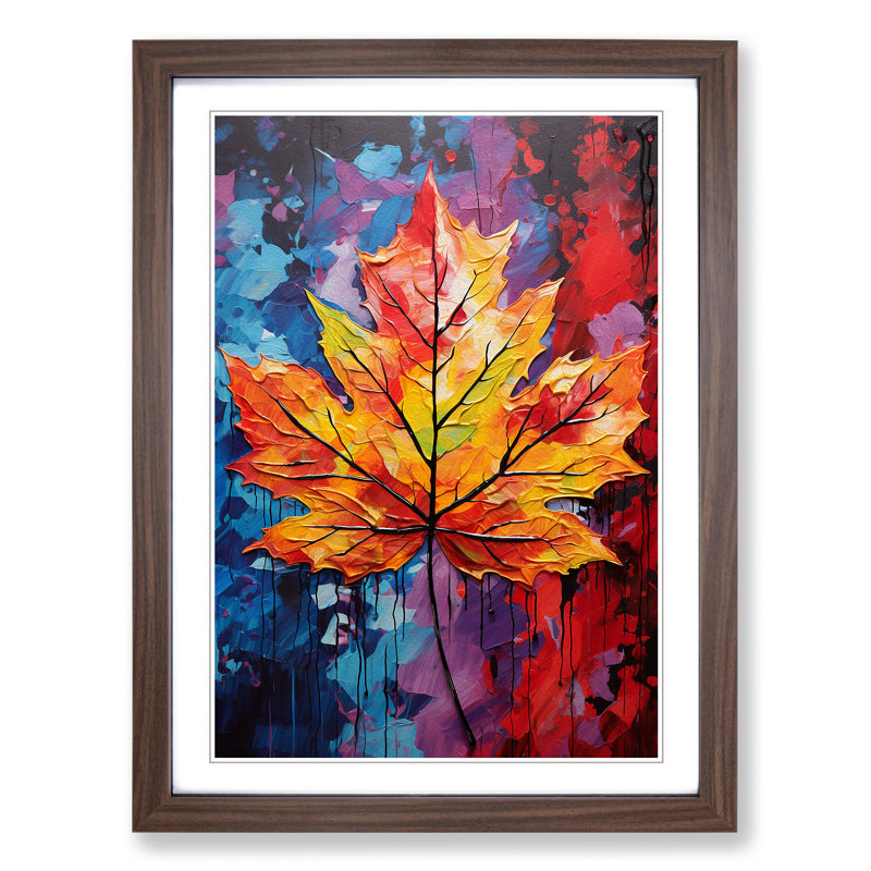 Leaf Expressionism No.2 - Framed Print, 64cm H x 46cm W x 2cm D, Walnut
