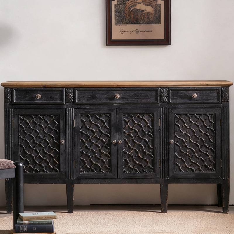 Buffet rétro en bois massif noir