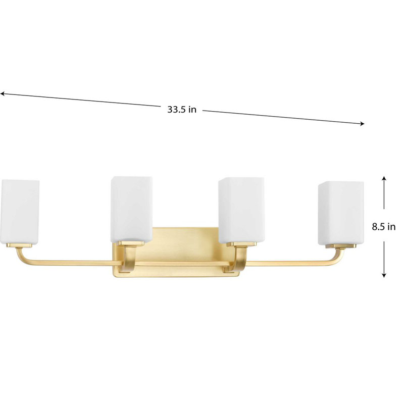 4 - Light Dimmable Vanity Light, Satin Brass