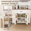 Îlot de cuisine sur roulettes de 46 po avec rangement et prise de courant - Table de bar rustique mobile, plateau en bois avec tablette et tiroir réglables pour la cuisine, le salon et la salle à manger, blanc
