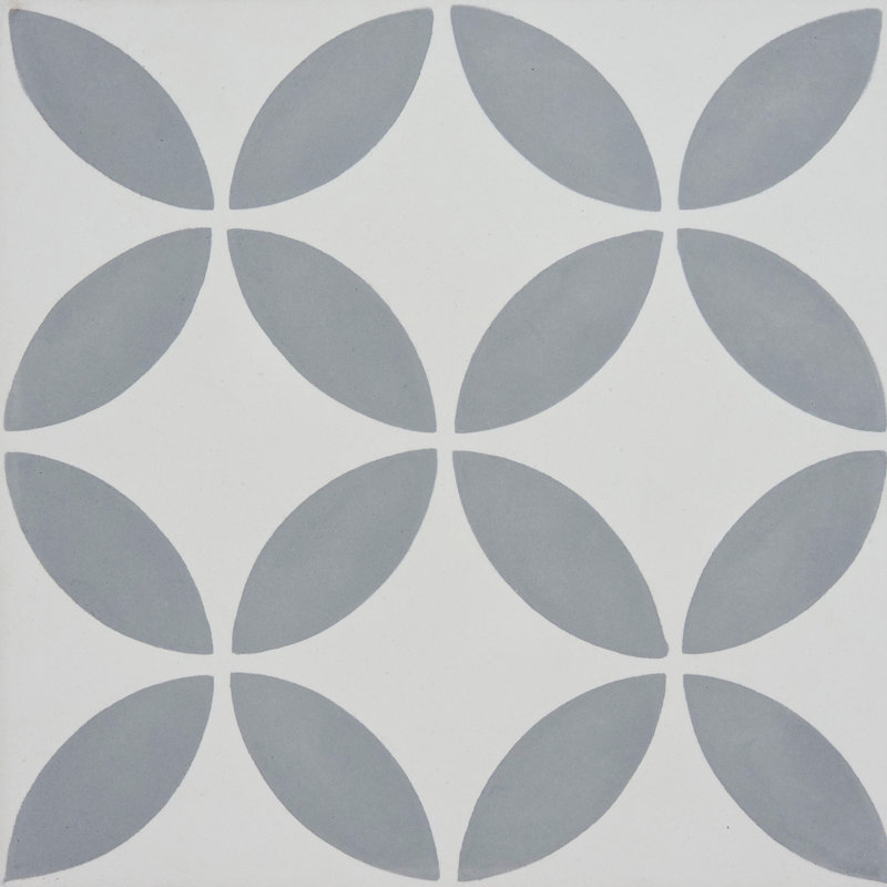 Amlo 8" x 8" Cement Patterned Wall & Floor Tile, White/Gray