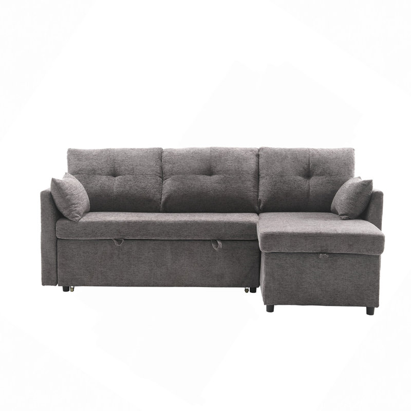 Vaya 2 - Piece Pull Out Sectional Sleeper Sofa With Storage Chaise, Pink Corduroy