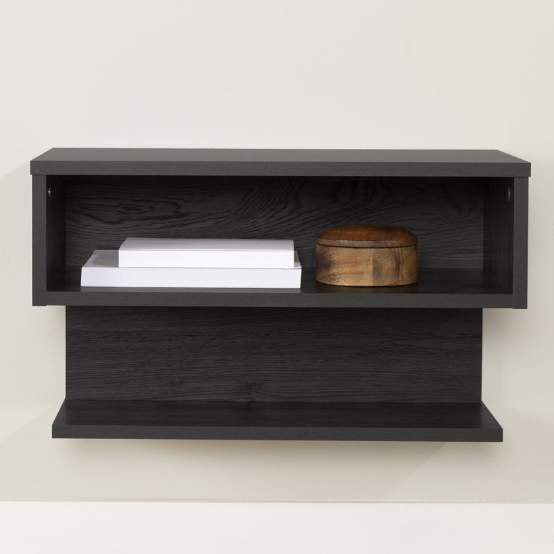 Contemporary Sleek Gray Oak Floating Nightstand