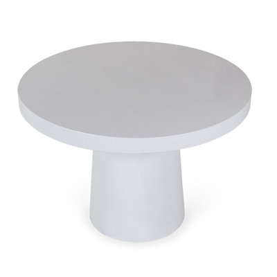 Cid Deso Dining Table, White Concrete Tapered Base, Round 43 Inch Top