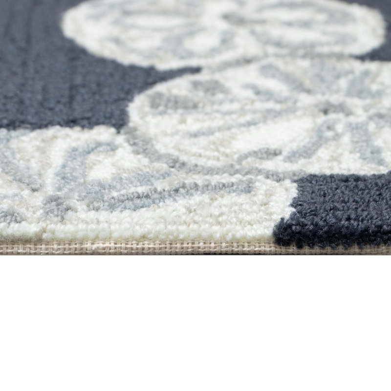 Tapis intérieur / extérieur noir / blanc 1 pi 8 po x 2 pi 6 po Anjuman