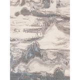 Hand Knotted Abstract Area Rug in Ivory/Gray/Dark Gray