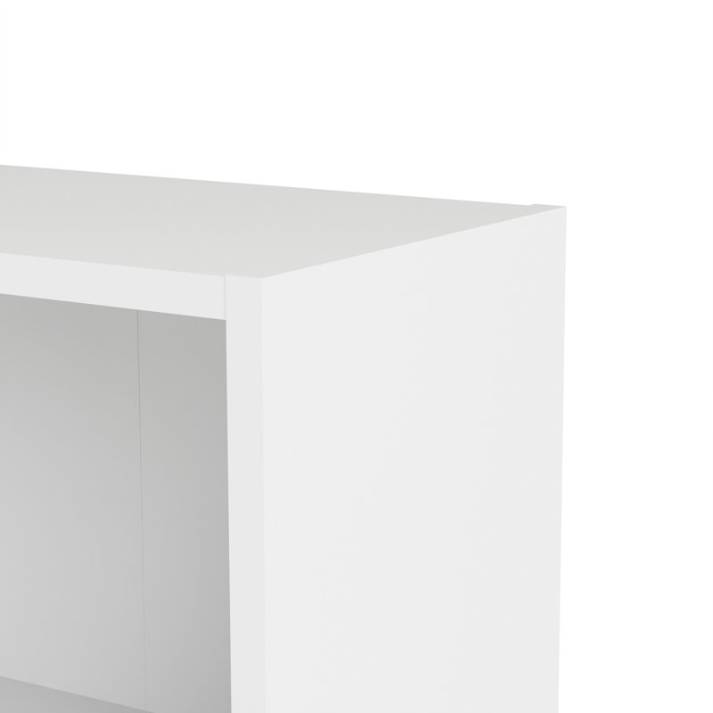 Basic Low Wide Storage Cabinet (2 Shelves) with 2 Doors, White/Oak