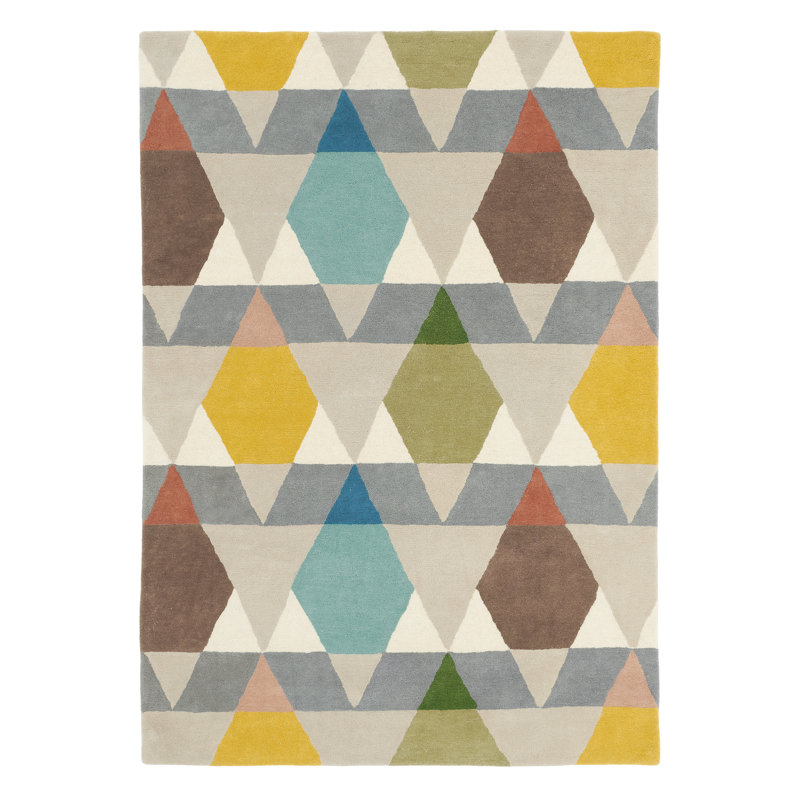 Hand Tufted Wool Geometric Area Rug, Rectangle 6'7" x 9'2"