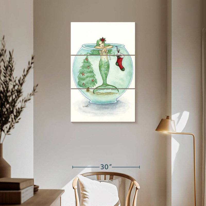 Kelan sirène en attente du père Noël, H 57 po x l 36 po