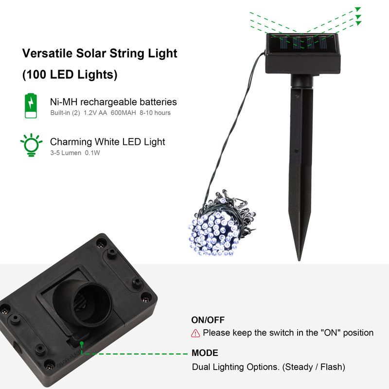 38.6' L Solar String Light with 100 LEDs