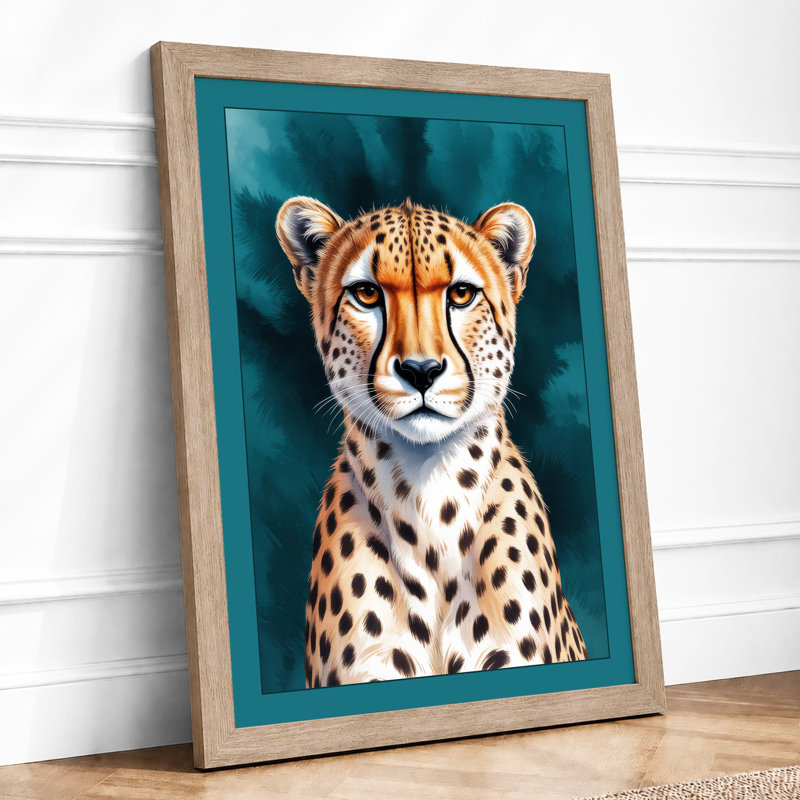 Cheetah's Calm Gaze Modern - Print, A2 - 59.4 x 42.0 cm, Oak