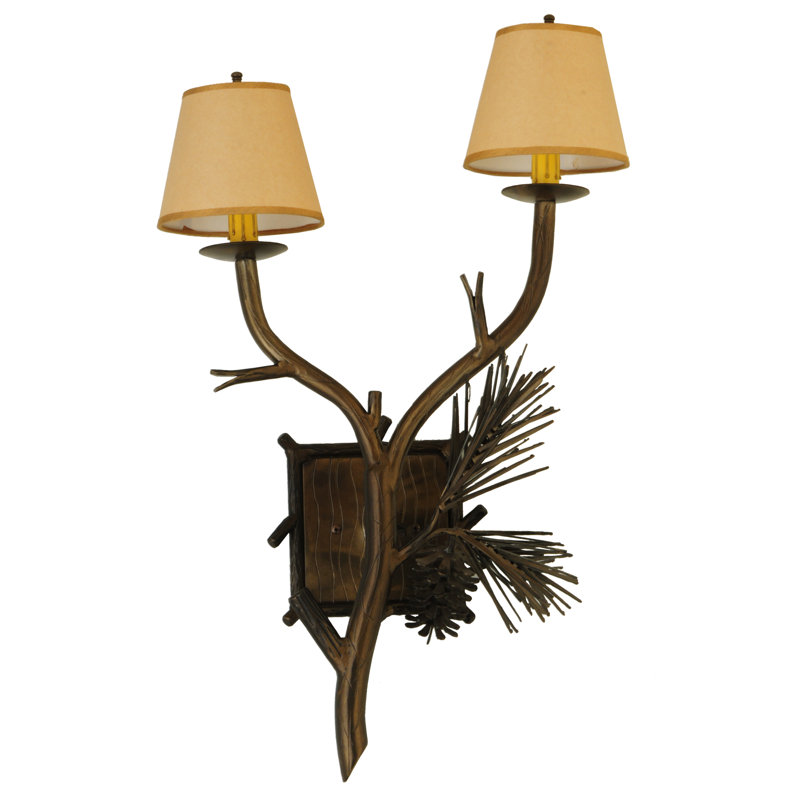 Rustic Lodge Candle Wall Light, 26" H x 16" W x 7" D