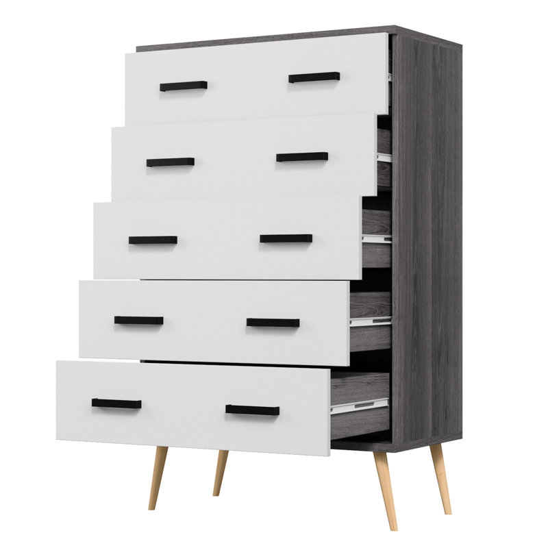 Classic 5 Drawer Chest, Charcoal Oak/Silver Oak