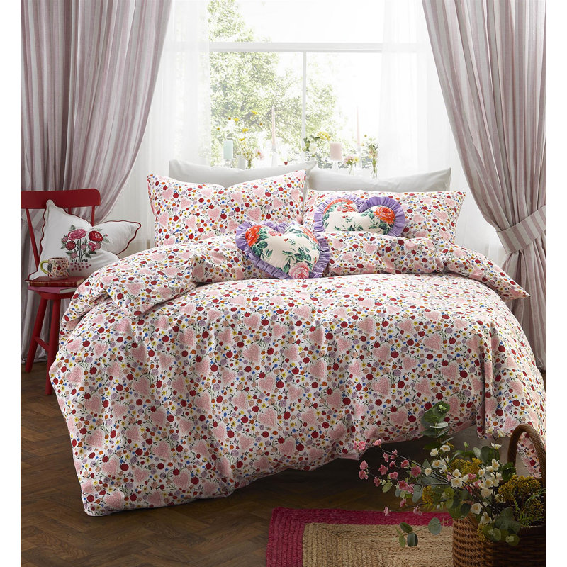Cath Kidston Floral Frill Pink/Red/Green, Double - 2 Standard Pillowcases