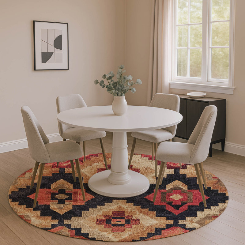 Premium Machine Washable Jakiyra AMF1894 Aztec Rug, Round 8'