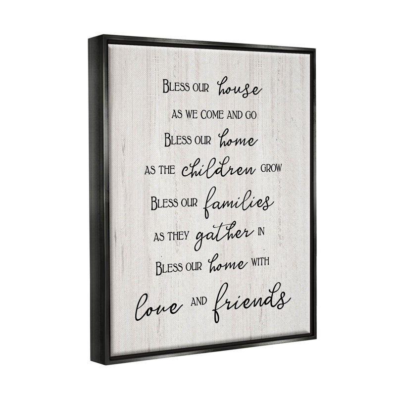«Bless Our House Family», estampe numérique par CAD Designs, H 31 po x l 25 po x P 1,7 po, Cadre flottant noir de jais