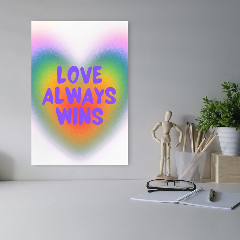 Love Love Wins Rainbow Heart Colorful Vibrant Abstract Landscape Nature, reproduction d'art murale, 18" H x 12" W