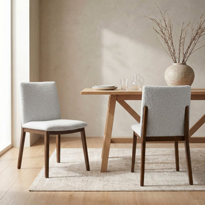Modern Boucle Upholstered Dining Chair, Fully Assembled