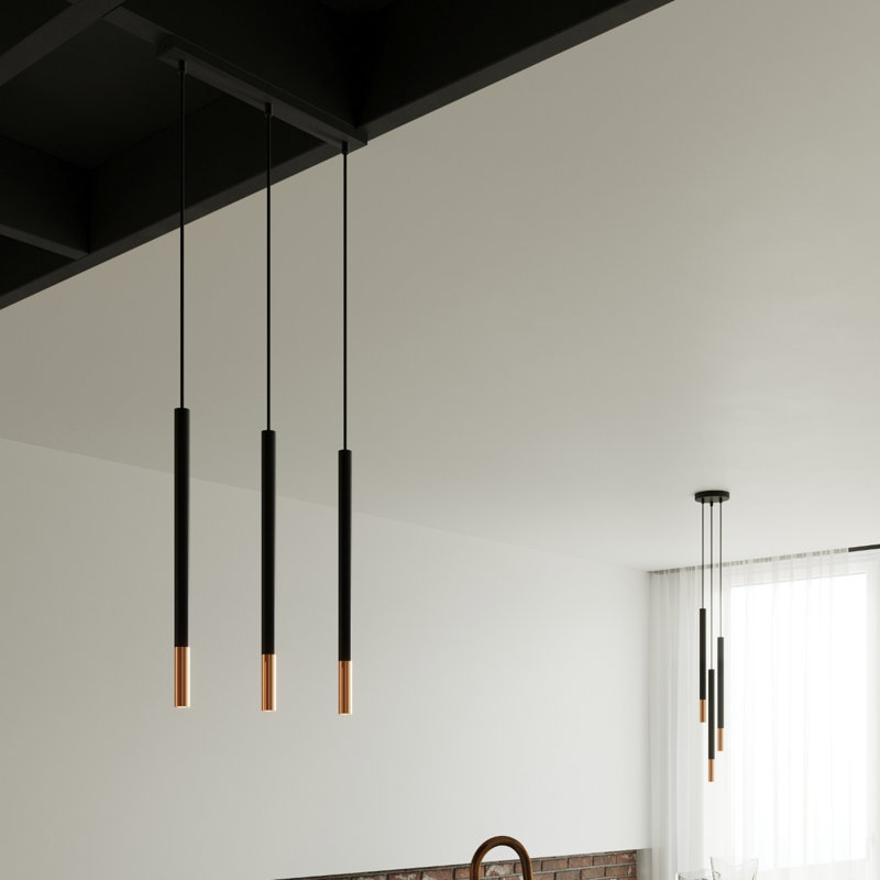 Robbinsdale 1 - Light Black Cylinder Pendant, Copper