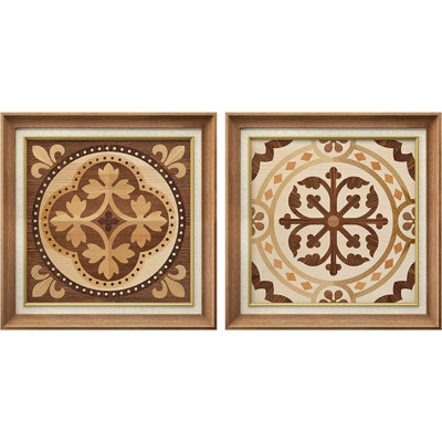 Fleur de lys, tapisserie française, motif classique rétro - ensemble de 2 peintures sur toile encadrées