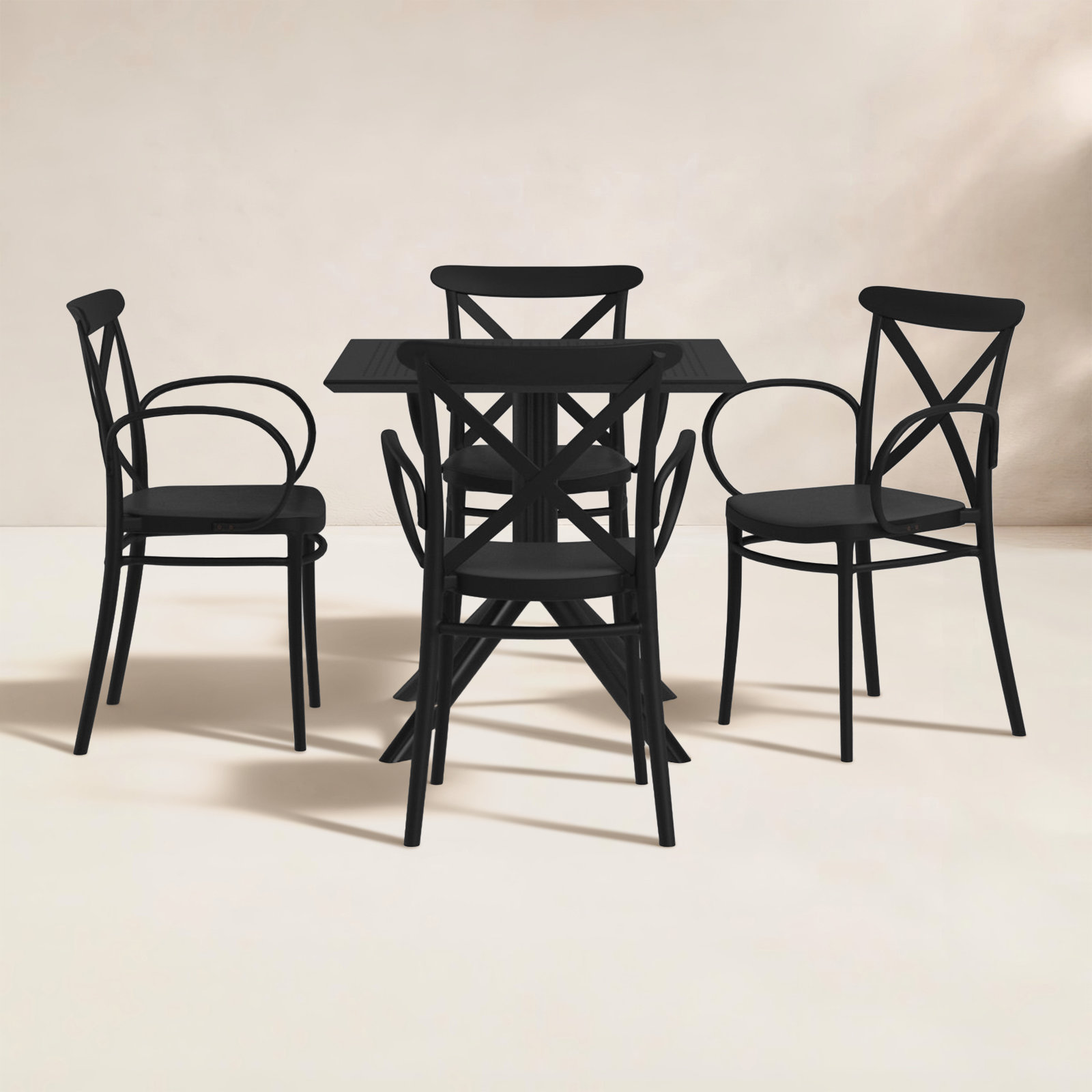 Cordelia 32" Patio Dining Set, Black