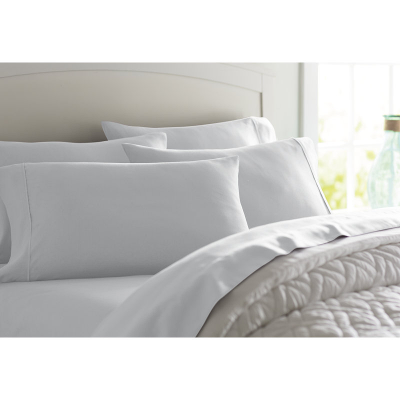 Soft Microfiber Sheet Set - Basics by Wayfair™, King Sheet Set with 4 Pillowcases, White
