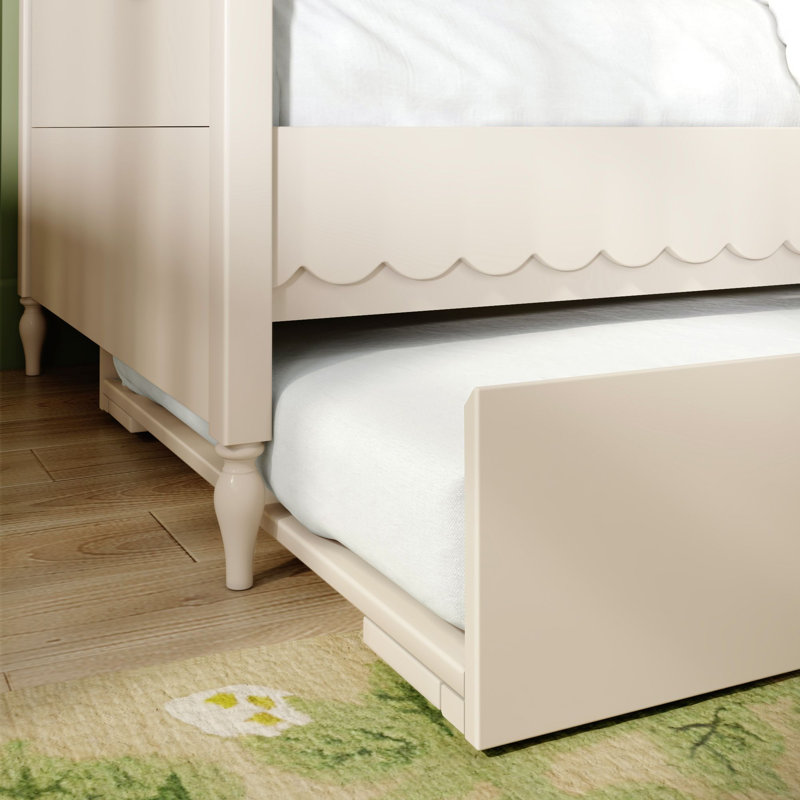 Lit de jour simple avec couchette Charlotte, lin blanc, Lin blanc