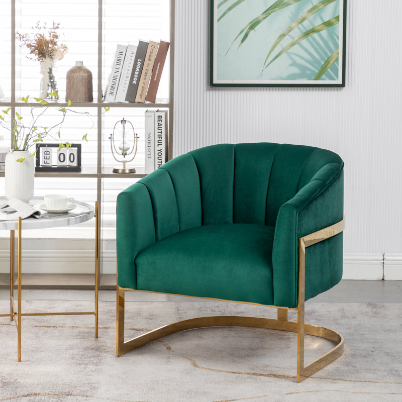 Fauteuil demi-tonneau Tellico, Velours vert