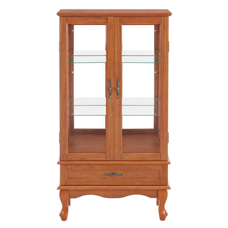 Armoire éclairée en chêne avec tablettes réglables et 1 tiroir spacieux - 2 portes, Chêne