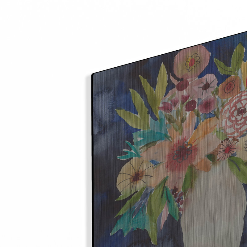 Art mural en métal luxueux «Floral Beauty 4» par Cheryl Warrick, 12 po x 12 po, H 12 po x l 12 po