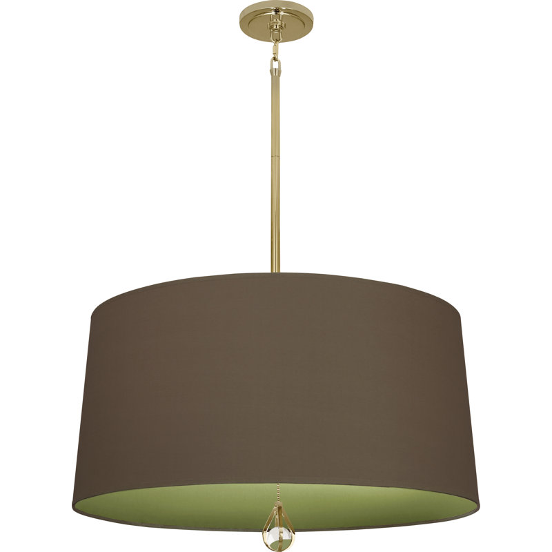 Custis 3 - Light Chandelier, Revolutionary Storm/Parrot Green Lining, Modern Brass