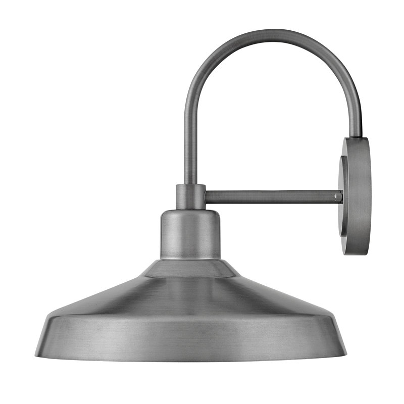 Vanielle Single Bulb Outdoor 16.5" H Barn Lantern with Anti-Fading Finish, Antique Brushed Aluminum