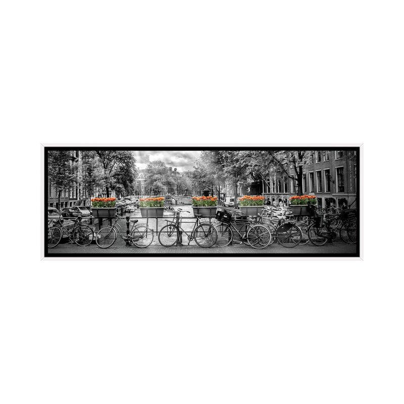Impression d’art graphique panoramique, "Amsterdam Gentlemen’s canal" par Melanie Viola, H 20 po x l 60 po x P 1,5 po