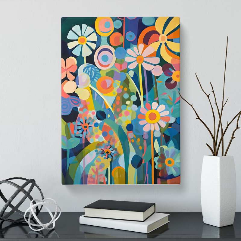 Oeste Retro Flowers Vol.1 - Wrapped Canvas, 50cm H x 35cm W