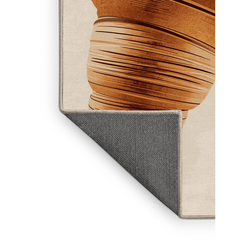 Tapis moelleux moelleux doux et luxueux beige Acheson Croissant, 2x3