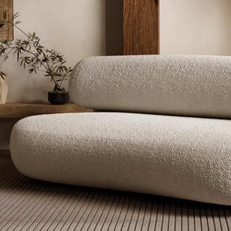 Canapé en tissu Mid-Century, Blanc