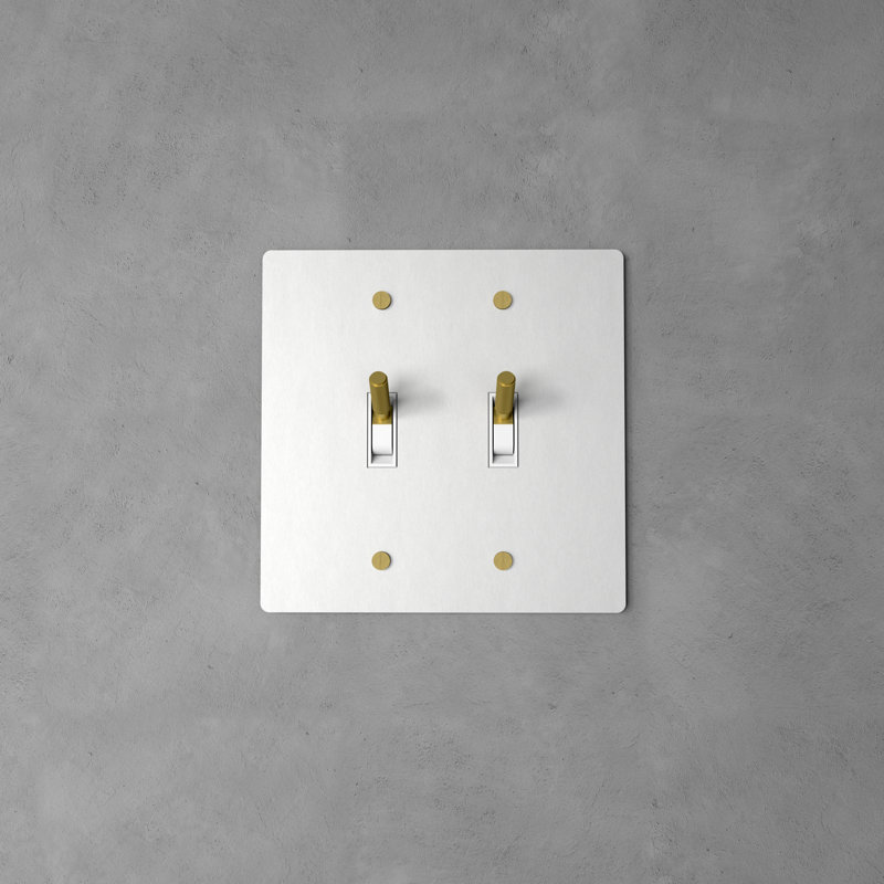 Ozarke Modern Brass Toggle Switch, White with Brass, 1 Gang 2 Way