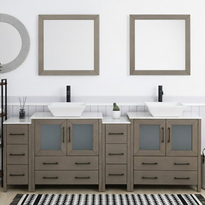  Modern 84" Double Bathroom Vanity Set with Mirror