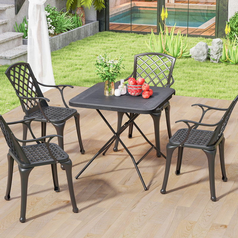 Square Metal Folding Outdoor Bistro Table , 80cm cm W 80cm cm D