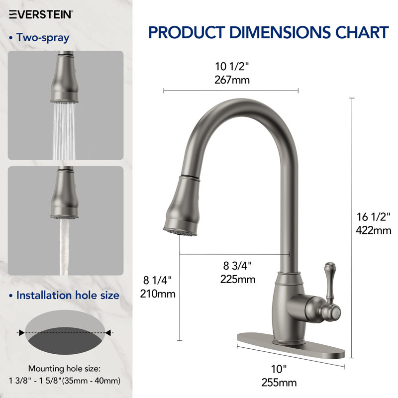 Single-Handle Pull-Down Kitchen Faucet with Dual-Function Sprayer, Brushed Nickel