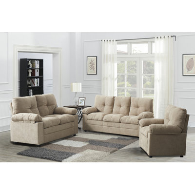 3-piece Living Room Sofa Set With Sofa Loveseat And Chair by Wildon Home