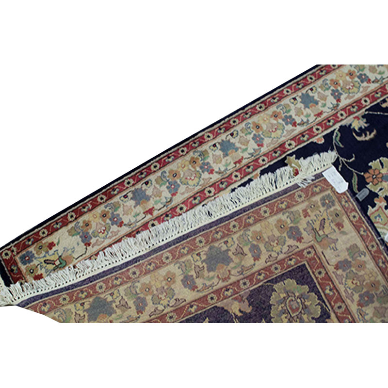 Hand-Knotted High-Quality Navy and Ivory Area Rug