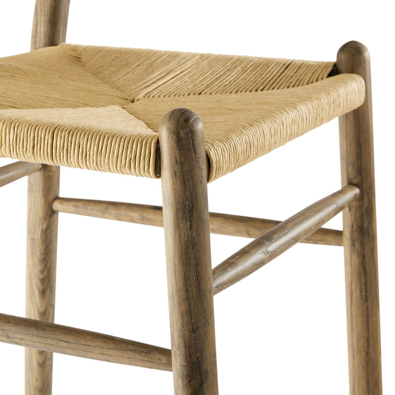 Amish Wood Bar Stool In Weathered Grey Teak, Extra Tall (39" Seat Height), Grey